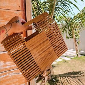 Square Bamboo Top Handle Bag